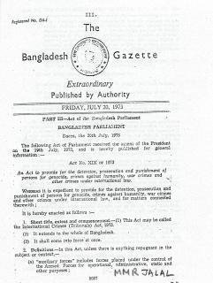 যুদ্ধাপরাধী বিচার আইন-১ 
